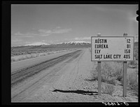 Road through desert. Lander County, Nevada. Sourced from the Library of Congress.