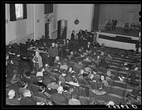 [Untitled photo, possibly related to: Townspeople at town meeting to ballot on whether or not intoxicating liquors should be sold in Woodstock, Vermont]. Sourced from the Library of Congress.