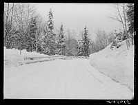[Untitled photo, possibly related to: Farm and road on way up to Mount Moosilauke. Near Warren, New Hampshire]. Sourced from the Library of Congress.
