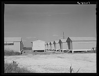 [Untitled photo, possibly related to: Isolation unit shelters for contagious diseases at Okeechobee migratory labor camp. Belle Glade, Florida]. Sourced from the Library of Congress.