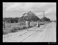 Melrose, Natchitoches Parish, Louisiana. Children of mulatto family returning home after an afternoon's fishing in Cane River. Sourced from the Library of Congress.