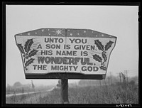 [Untitled photo, possibly related to: Religious sign on highway between Columbus and Augusta, Georgia, indicating revival of interest in religion]. Sourced from the Library of Congress.