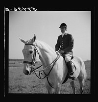 Outrider at Point-to-Point Maryland Hunt Club races. Worthington Valley, near Glyndon, Maryland. Sourced from the Library of Congress.