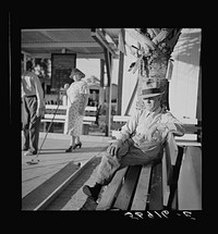 [Untitled photo, possibly related to: Shuffleboard enthusiasts. Sarasota trailer park, Sarasota, Florida]. Sourced from the Library of Congress.