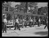 Playing shuffleboard. Sarasota trailer park, Sarasota, Florida. Sourced from the Library of Congress.