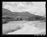 [Untitled photo, possibly related to: Road leading into mountains. Glacier National Park, Montana]. Sourced from the Library of Congress.