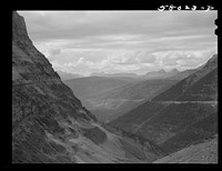General view of Rocky Mountains west of Continental Divide seen from top of Logan Pass on Going-to-the-Sun highway. Glacier National Park, Montana. Sourced from the Library of Congress.