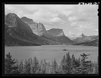 [Untitled photo, possibly related to: Lake Saint Mary on Going-to-the-Sun highway. Glacier Park, Montana]. Sourced from the Library of Congress.