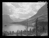 Lake Saint Mary on Going-to-the-Sun highway. Glacier Park, Montana. Sourced from the Library of Congress.