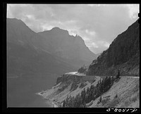 Going-to-the-Sun highway along Saint Mary Lake. Glacier National Park, Montana. Sourced from the Library of Congress.