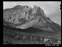 Mountains seen from highway. Glacier National Park, Montana. Sourced from the Library of Congress.