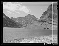 Lake along Many Glacier highway. Glacier National Park, Montana. Sourced from the Library of Congress.