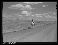Indian going to Crow Agency to annual fair. Montana. Sourced from the Library of Congress.