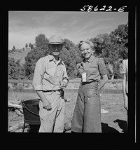 [Untitled photo, possibly related to: Sally Rand at the stockmen's picnic and barbecue. Spear's Siding, Wyola, Montana]. Sourced from the Library of Congress.
