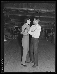Dude dancing with cowhand on Saturday night in Birney, Montana. Sourced from the Library of Congress.