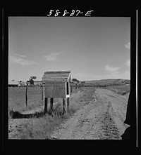 [Untitled photo, possibly related to: Mailbox of Quarter Circle U Ranch. Birney, Montana]. Sourced from the Library of Congress.