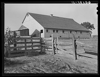 New barn of FSA (Farm Security Administration) rehabilitation borrower. Grant County, Wisconsin. Sourced from the Library of Congress.
