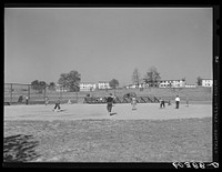 [Untitled photo, possibly related to: Baseball game. Greenhills, Ohio]. Sourced from the Library of Congress.