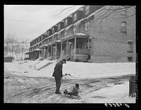 Steelworker returning from grocery store. Aliquippa, Pennsylvania. Sourced from the Library of Congress.