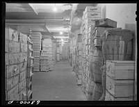 Boxed poultry in storage at twenty-four degrees below zero. Fulton Market cold storage plant, Chicago, Illinois. Sourced from the Library of Congress.