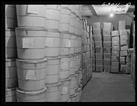 [Untitled photo, possibly related to: Butter in storage at Fulton Market cold storage plant. Chicago, Illinois]. Sourced from the Library of Congress.