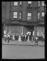 [Untitled photo, possibly related to: Picket line in front of Mid-City Realty Company. South Chicago, Illinois]. Sourced from the Library of Congress.