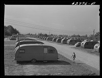 FSA (Farm Security Administration) trailer camp near General Electric Plant, Erie, Pennsylvania. These are 200 trailers here, occupied by childless couples and by families of one and two children. Sourced from the Library of Congress.