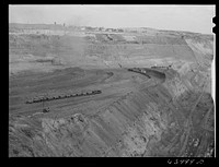 [Untitled photo, possibly related to: World's largest open pit iron mine, the Hull-Rust-Mahoning. Hibbing, Minnesota]. Sourced from the Library of Congress.