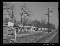 Newton County, Missouri. Camp Crowder area. Construction work began in September 1941. Trailer camps, cabins, hotels, liquor stores, cafes, and night clubs stretch along U.S. Highway No. 71 bordering the camp for about ten miles. Sourced from the Library of Congress.