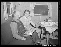 [Untitled photo, possibly related to: Burlington, Iowa. Sunnyside unit, FSA (Farm Security Administration) camp. In a trailer for workers at Burlington ordnance plant]. Sourced from the Library of Congress.