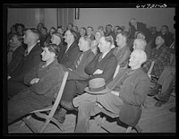 Williston, North Dakota. Farmers' union with the county commissioners to protest the selling of land to corporation farms in Williams County and to discuss the protection of the family-size farm. Sourced from the Library of Congress.