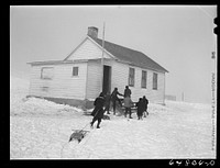 Morton County, North Dakota. Going in afternoon recess at a rural school. Sourced from the Library of Congress.