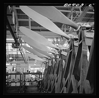 [Untitled photo, possibly related to: Finished propellers. Hamilton propeller plant. East Hartford, Connecticut]. Sourced from the Library of Congress.