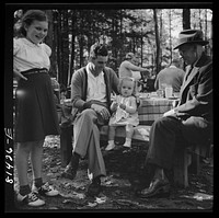[Untitled photo, possibly related to: The young and the old joined the pilgrimage into the fall spendor of the Berkshires. Mohawk Trail, Massachusetts. State-owned camp and picnic site]. Sourced from the Library of Congress.