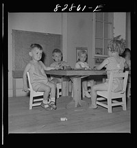 [Untitled photo, possibly related to: Childersburg, Alabama. WPA (Works Progress Administration) day nursey for defense workers' children]. Sourced from the Library of Congress.