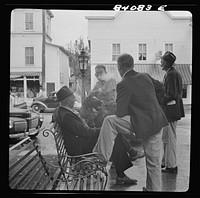 Summersville, West Virginia. Gossiping in the village square. Sourced from the Library of Congress.