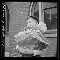 Washington, D.C. Scrap salvage campaign, Victory Program. Children bringing their weekly contribution of scrap paper to school. Sourced from the Library of Congress.