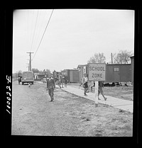 Arlington, Virginia. FSA (Farm Security Administration) trailer camp project for es. The project is situated right next to a school. Sourced from the Library of Congress.
