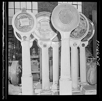 Washington, D.C. Salvage drive, Victory Program. Restaurant scales among objects stored in warehouse of District wholesale junk company. Sourced from the Library of Congress.