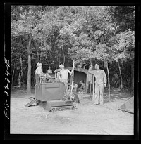 [Untitled photo, possibly related to: Parris Island, South Carolina. Scenes and activities at the U.S. Marine Corps glider detachment training camp. A barrage balloon winch]. Sourced from the Library of Congress.