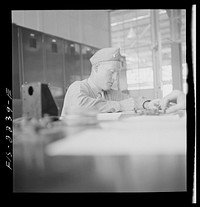 [Untitled photo, possibly related to: Parris Island, South Carolina. U.S. Marine Corps glider detachment training camp. An instructor in a communications class]. Sourced from the Library of Congress.