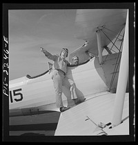 [Untitled photo, possibly related to: Parris Island, South Carolina. U.S. Marine Corps glider detachment training camp. Trainees ready for flight]. Sourced from the Library of Congress.