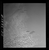 Parris Island, South Carolina. U.S. Marine Corps glider detachment training camp. Glider planes in flight. Sourced from the Library of Congress.