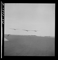 Parris Island, South Carolina. U.S. Marine Corps glider detachment training camp. Glider planes in flight. Sourced from the Library of Congress.