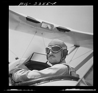 Parris Island, South Carolina. U.S. Marine Corps glider detachment training camp. Trainee ready for flight. Sourced from the Library of Congress.