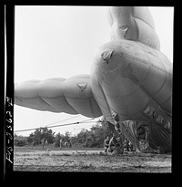 Parris Island, South Carolina. Special Marine units in training bedding down a big barrage balloon. Sourced from the Library of Congress.