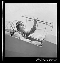 Parris Island, South Carolina. U.S. Marine Corps glider detachment training camp. Trainee ready for flight. Sourced from the Library of Congress.