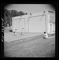 [Untitled photo, possibly related to: Greenbelt, Maryland. Handball courts behind the swimming pool]. Sourced from the Library of Congress.