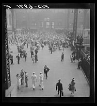 [Untitled photo, possibly related to: New York, New York. Concourse at the Pennsylvania railroad station]. Sourced from the Library of Congress.