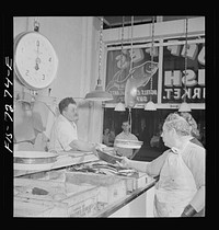 [Untitled photo, possibly related to: New York, New York. Fish store in the Jewish section]. Sourced from the Library of Congress.